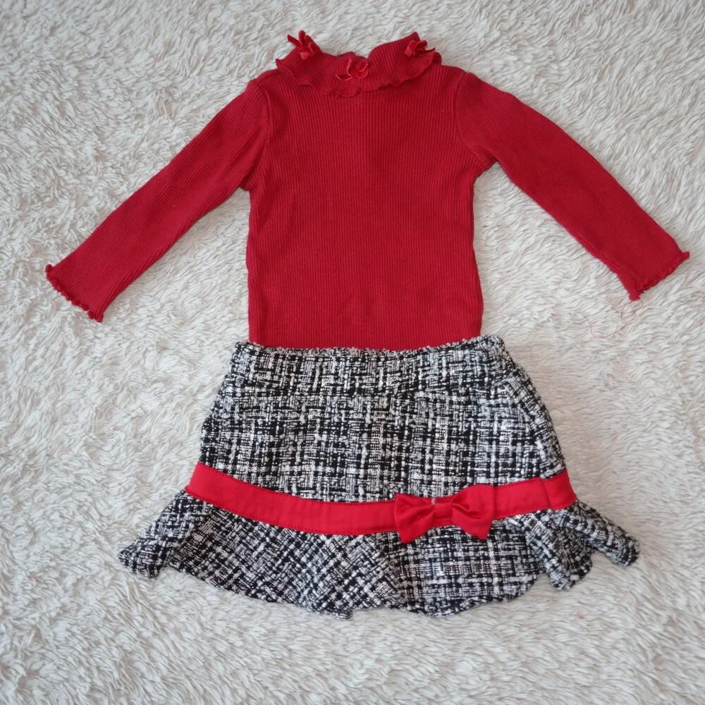 Baby Girl Size 6 Months Koala Baby Holiday Outfit, Red, Black, White, 2 pc set